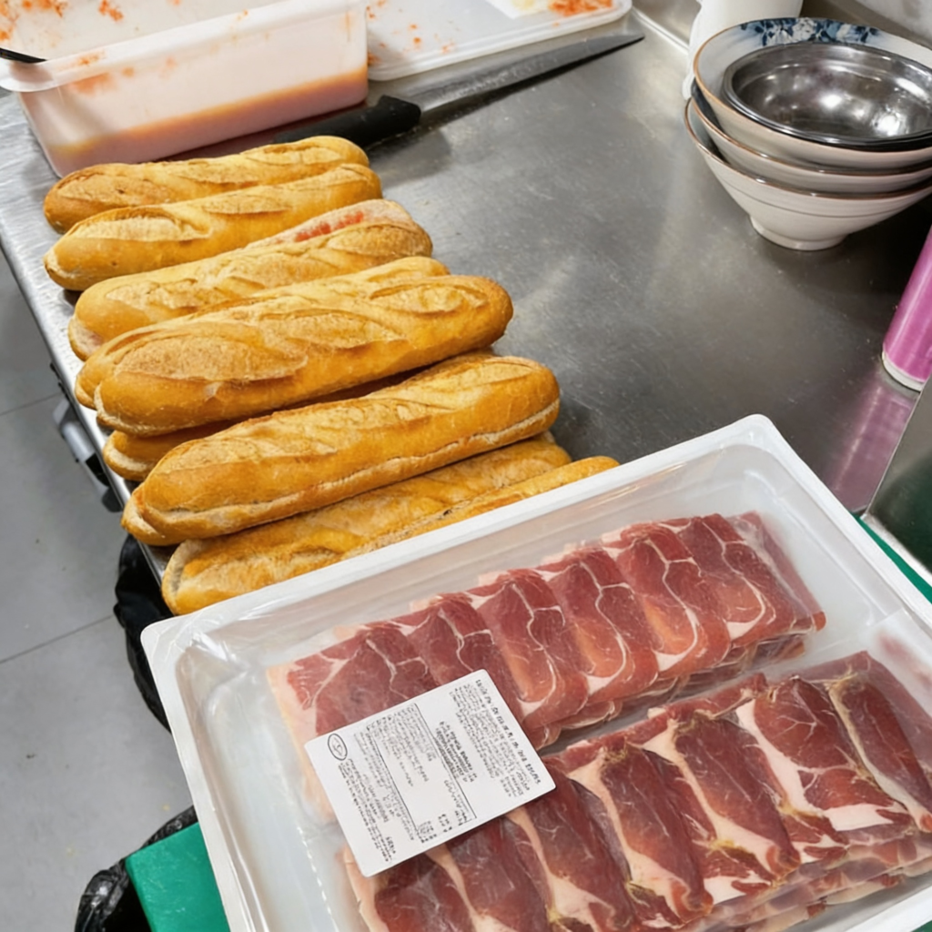 Preparación de bocadillos con paleta ibérica loncheada